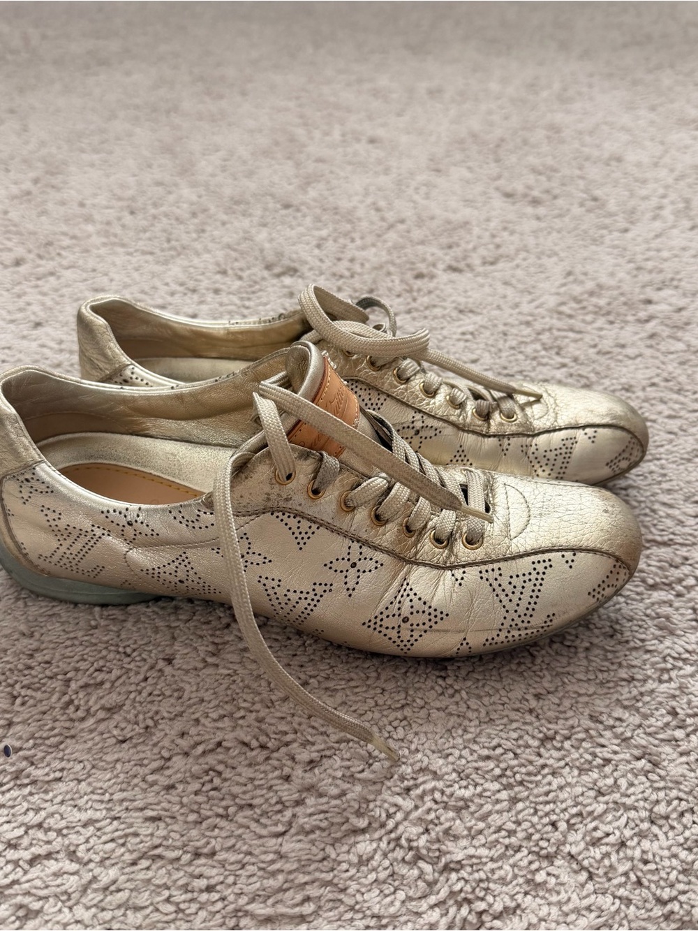 Louis Vuitton Metallic Gold Women's Lace-Up Sneakers